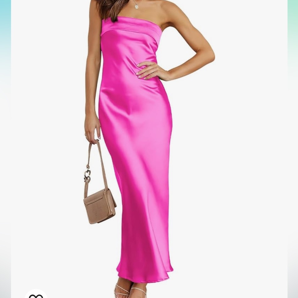 Pink satin backless formal dress